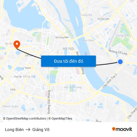 Long Biên to Giảng Võ map