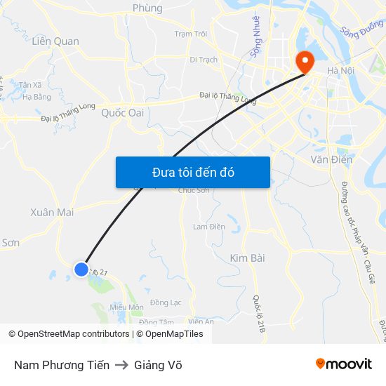 Nam Phương Tiến to Giảng Võ map