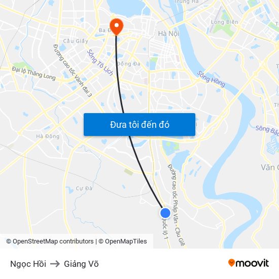 Ngọc Hồi to Giảng Võ map