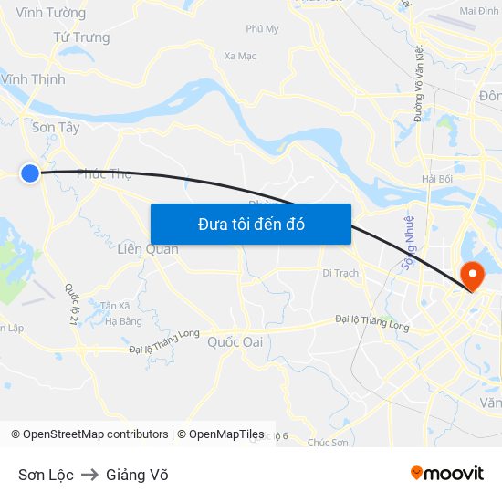 Sơn Lộc to Giảng Võ map