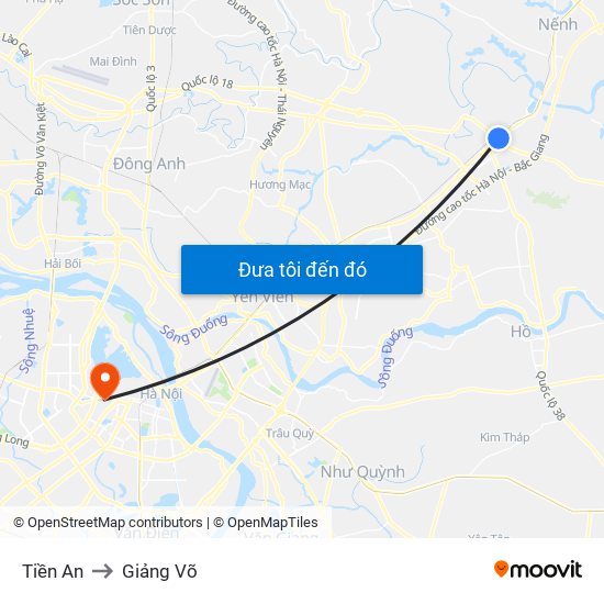 Tiền An to Giảng Võ map