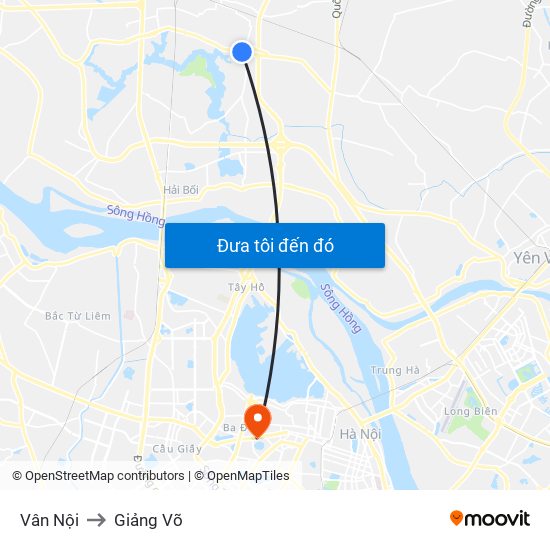 Vân Nội to Giảng Võ map