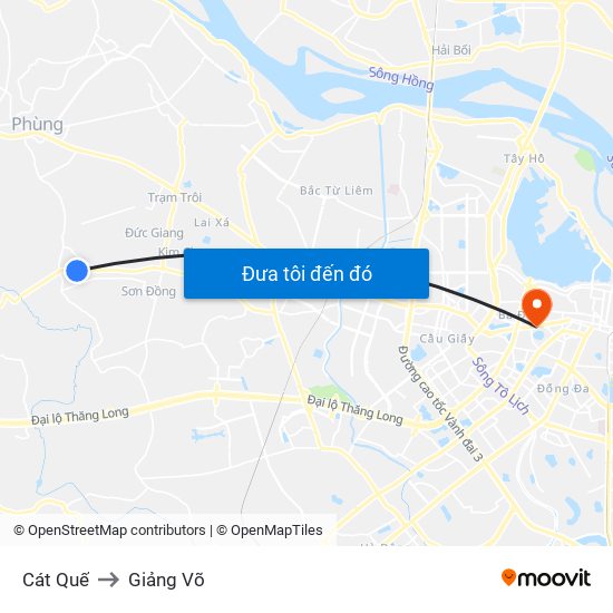 Cát Quế to Giảng Võ map