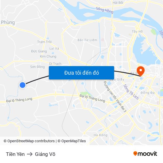 Tiền Yên to Giảng Võ map