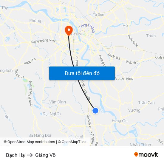 Bạch Hạ to Giảng Võ map