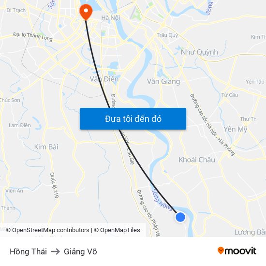 Hồng Thái to Giảng Võ map