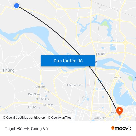 Thạch Đà to Giảng Võ map