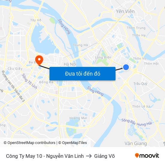 Công Ty May 10 - Nguyễn Văn Linh to Giảng Võ map