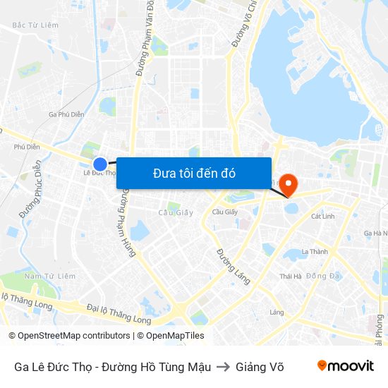 Ga Lê Đức Thọ - Đường Hồ Tùng Mậu to Giảng Võ map