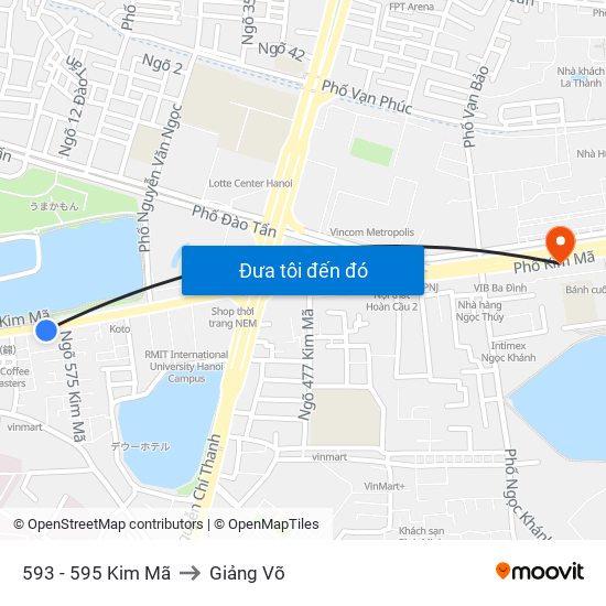 593 - 595 Kim Mã to Giảng Võ map