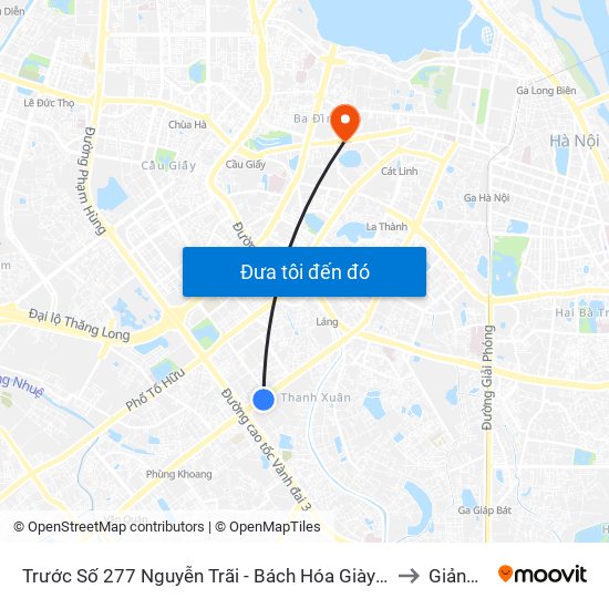 Trước Số 277 Nguyễn Trãi - Bách Hóa Giày Thượng Đình to Giảng Võ map