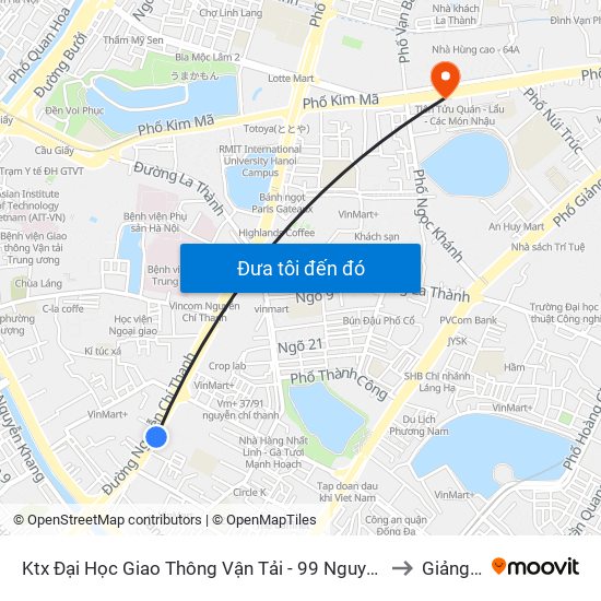 Ktx Đại Học Giao Thông Vận Tải - 99 Nguyễn Chí Thanh to Giảng Võ map