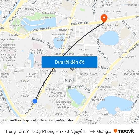 Trung Tâm Y Tế Dự Phòng Hn - 70 Nguyễn Chí Thanh to Giảng Võ map