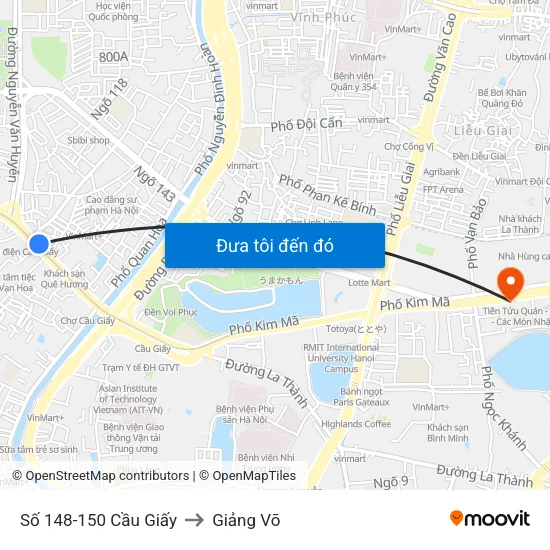 Số 148-150 Cầu Giấy to Giảng Võ map