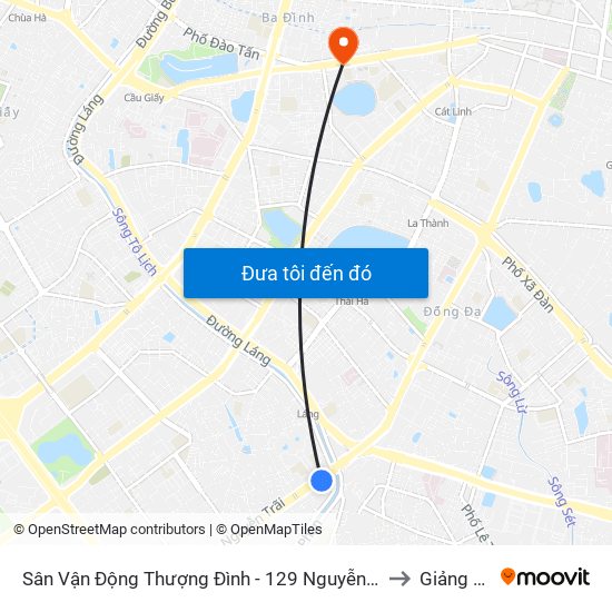 Sân Vận Động Thượng Đình - 129 Nguyễn Trãi to Giảng Võ map