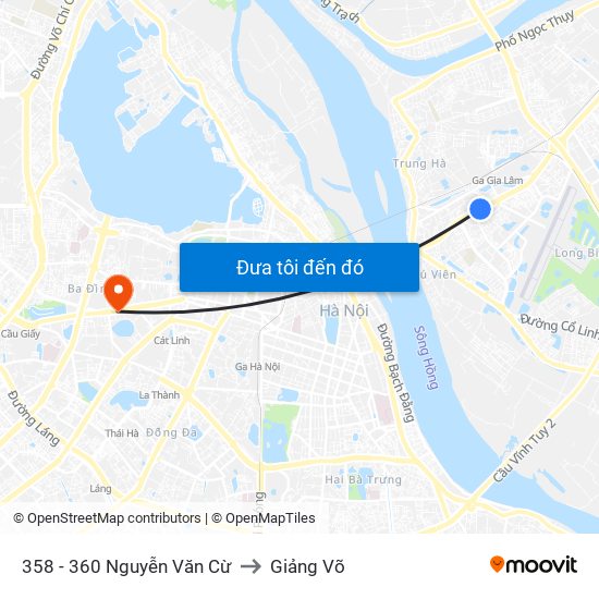 358 - 360 Nguyễn Văn Cừ to Giảng Võ map