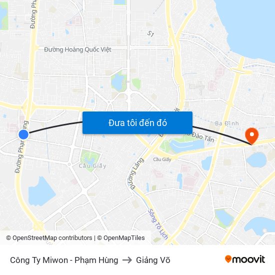 Công Ty Miwon - Phạm Hùng to Giảng Võ map