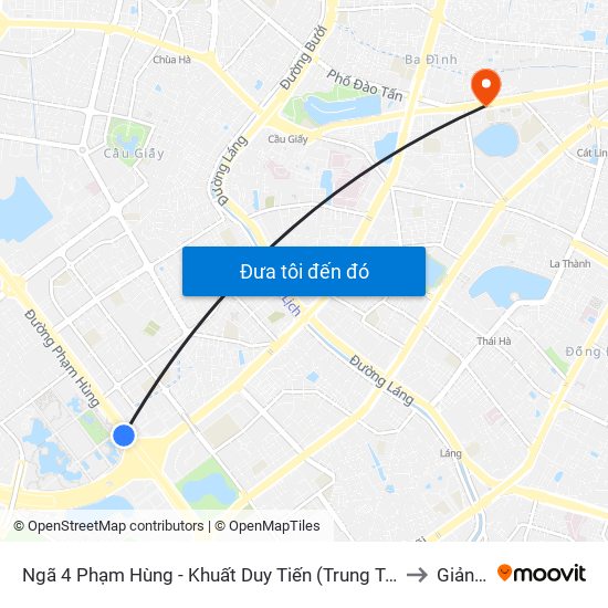 Ngã 4 Phạm Hùng - Khuất Duy Tiến (Trung Tâm Hội Nghị Quốc Gia) to Giảng Võ map