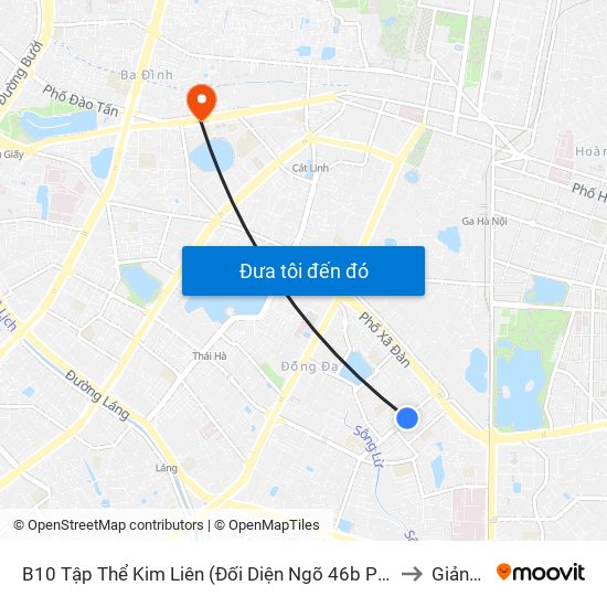 B10 Tập Thể Kim Liên (Đối Diện Ngõ 46b Phạm Ngọc Thạch) to Giảng Võ map