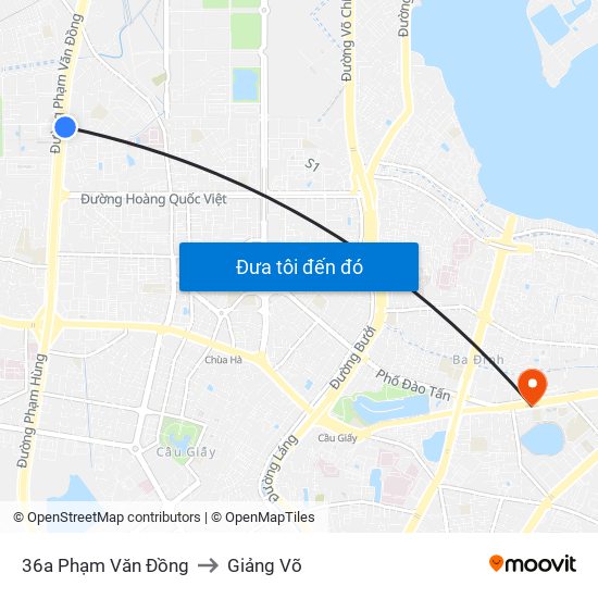 36a Phạm Văn Đồng to Giảng Võ map