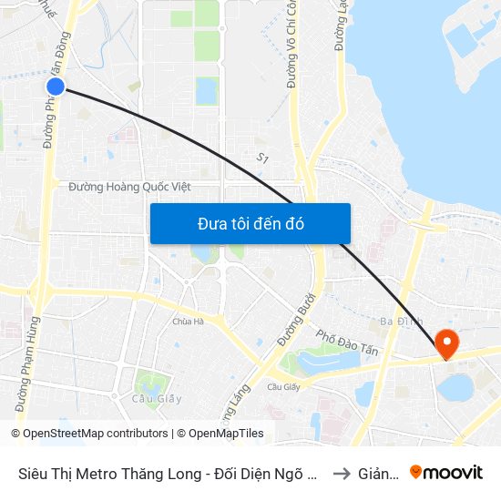 Siêu Thị Metro Thăng Long - Đối Diện Ngõ 599 Phạm Văn Đồng to Giảng Võ map