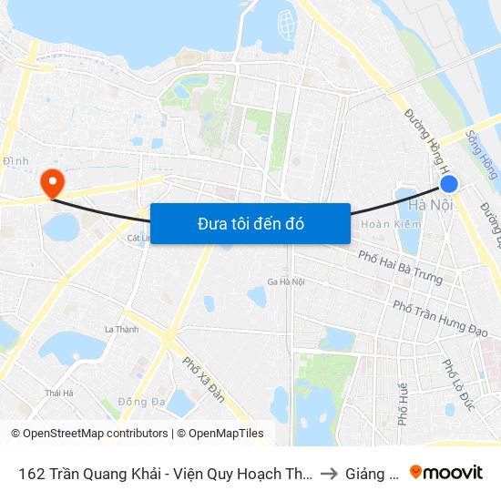 162 Trần Quang Khải - Viện Quy Hoạch Thủy Lợi to Giảng Võ map