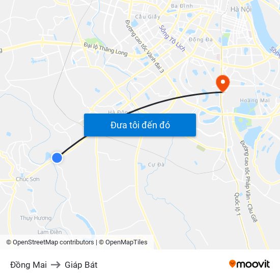 Đồng Mai to Giáp Bát map