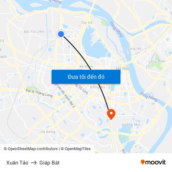 Xuân Tảo to Giáp Bát map