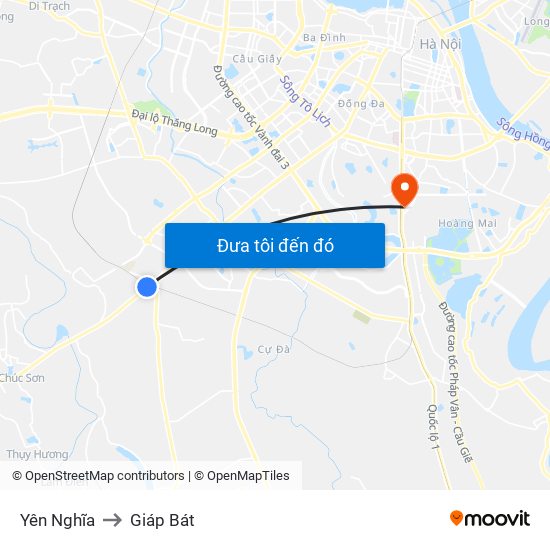 Yên Nghĩa to Giáp Bát map