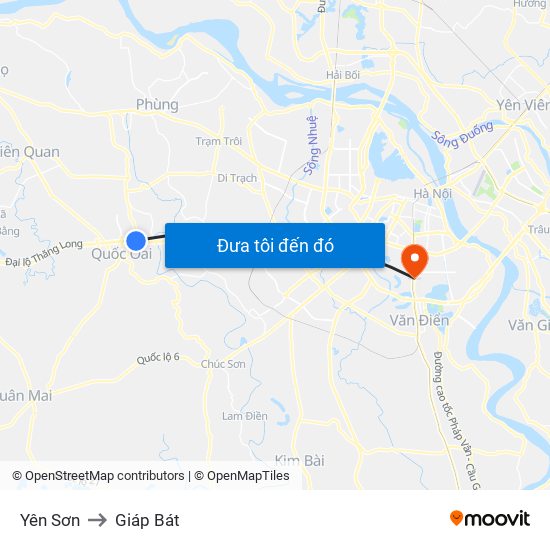 Yên Sơn to Giáp Bát map