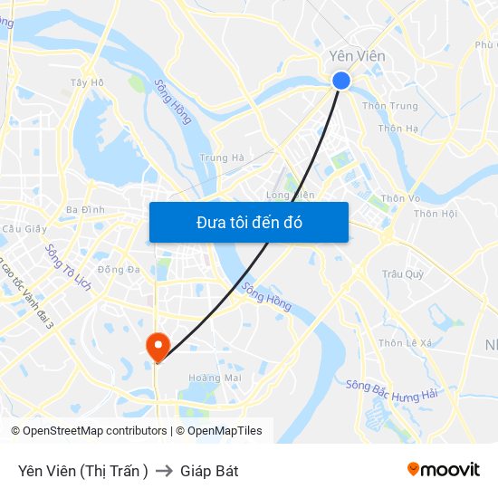 Yên Viên (Thị Trấn ) to Giáp Bát map