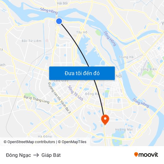 Đông Ngạc to Giáp Bát map