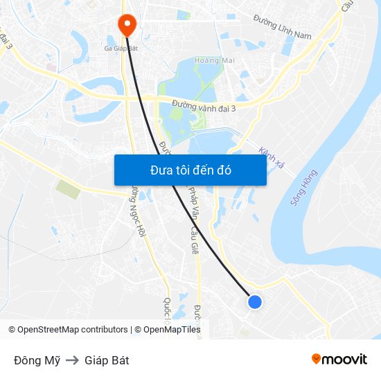 Đông Mỹ to Giáp Bát map