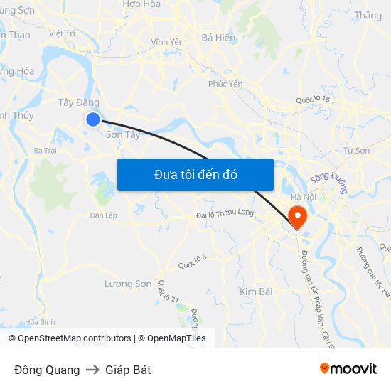 Đông Quang to Giáp Bát map