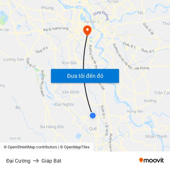 Đại Cường to Giáp Bát map