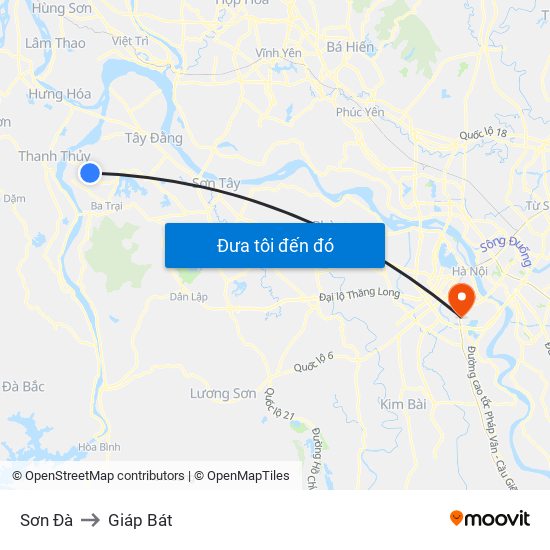 Sơn Đà to Giáp Bát map