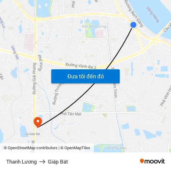 Thanh Lương to Giáp Bát map