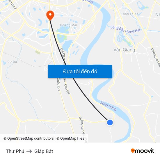 Thư Phú to Giáp Bát map
