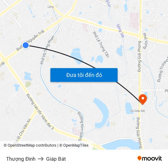 Thượng Đình to Giáp Bát map