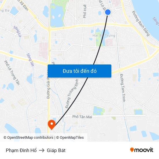 Phạm Đình Hổ to Giáp Bát map