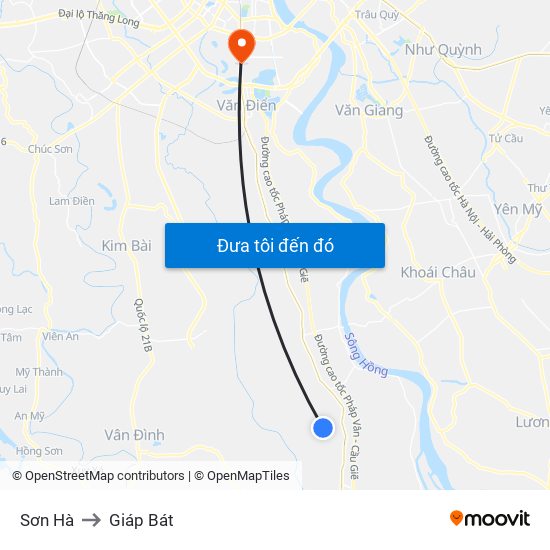 Sơn Hà to Giáp Bát map