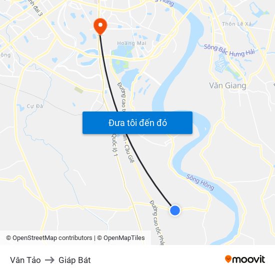 Vân Tảo to Giáp Bát map