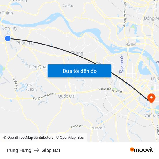 Trung Hưng to Giáp Bát map