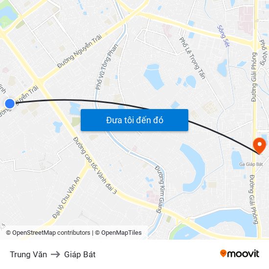 Trung Văn to Giáp Bát map
