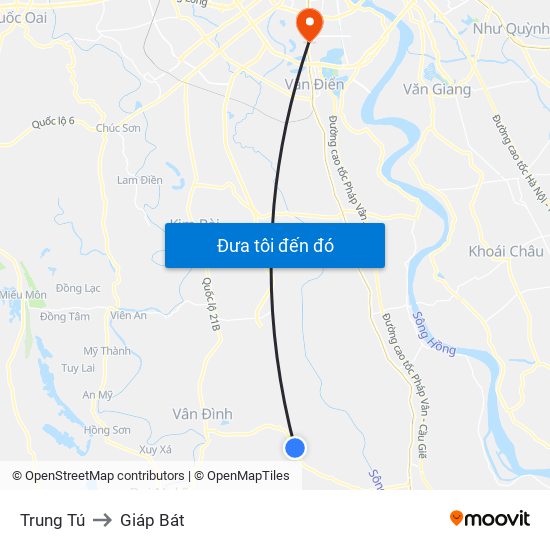 Trung Tú to Giáp Bát map