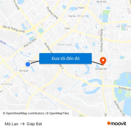 Mộ Lao to Giáp Bát map