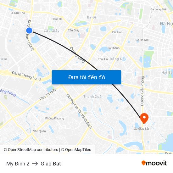 Mỹ Đình 2 to Giáp Bát map