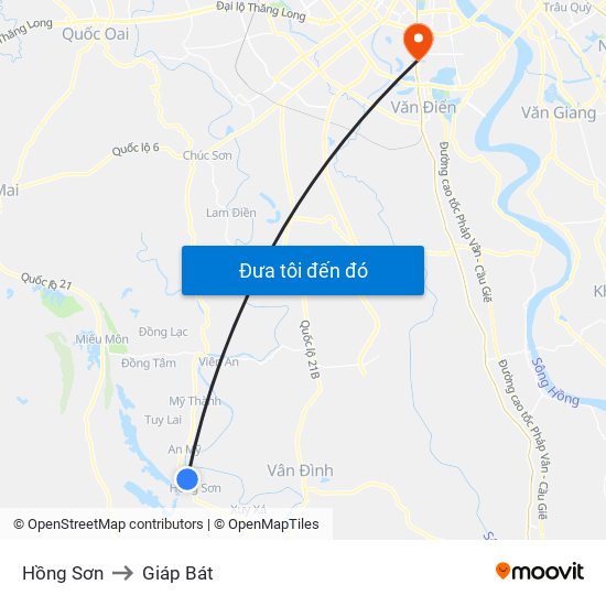Hồng Sơn to Giáp Bát map