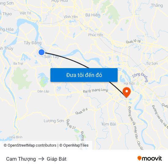 Cam Thượng to Giáp Bát map