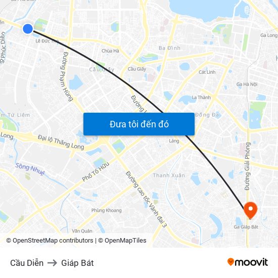 Cầu Diễn to Giáp Bát map